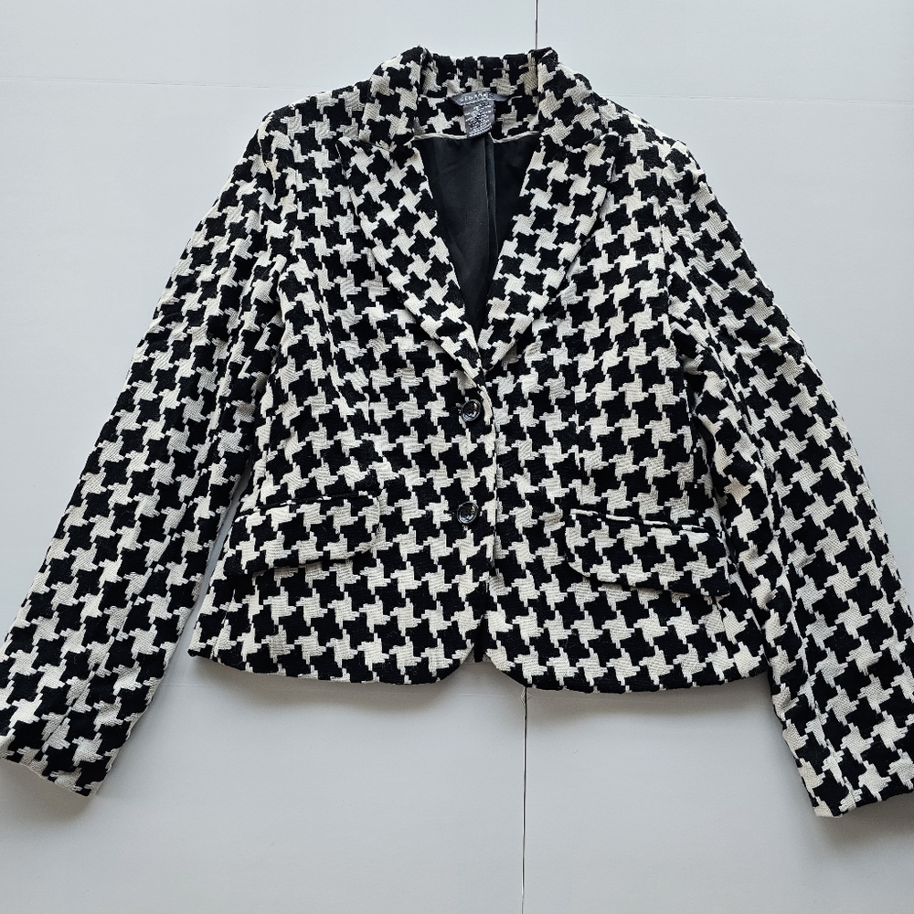George Ladies Black and White Houndstooth Blazer Size 12
